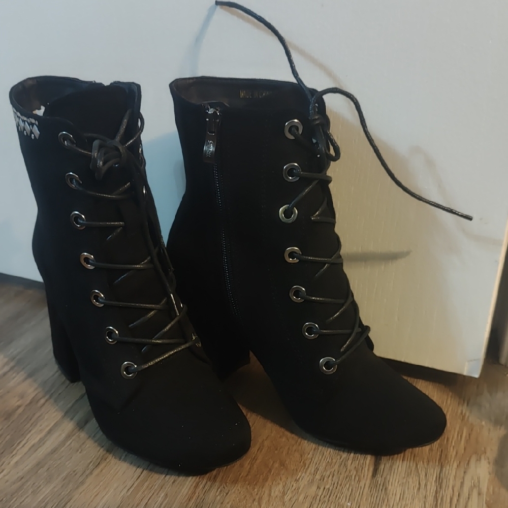 New In Box | Black Lace‑Up Combat Ankle Boots – EU 38 (approx. US 7.5)